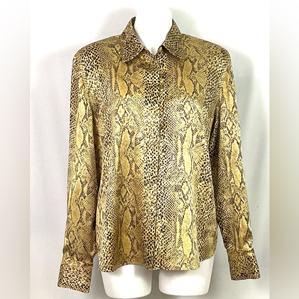 Neiman Marcus – 100% silk, snake print blouse – size L